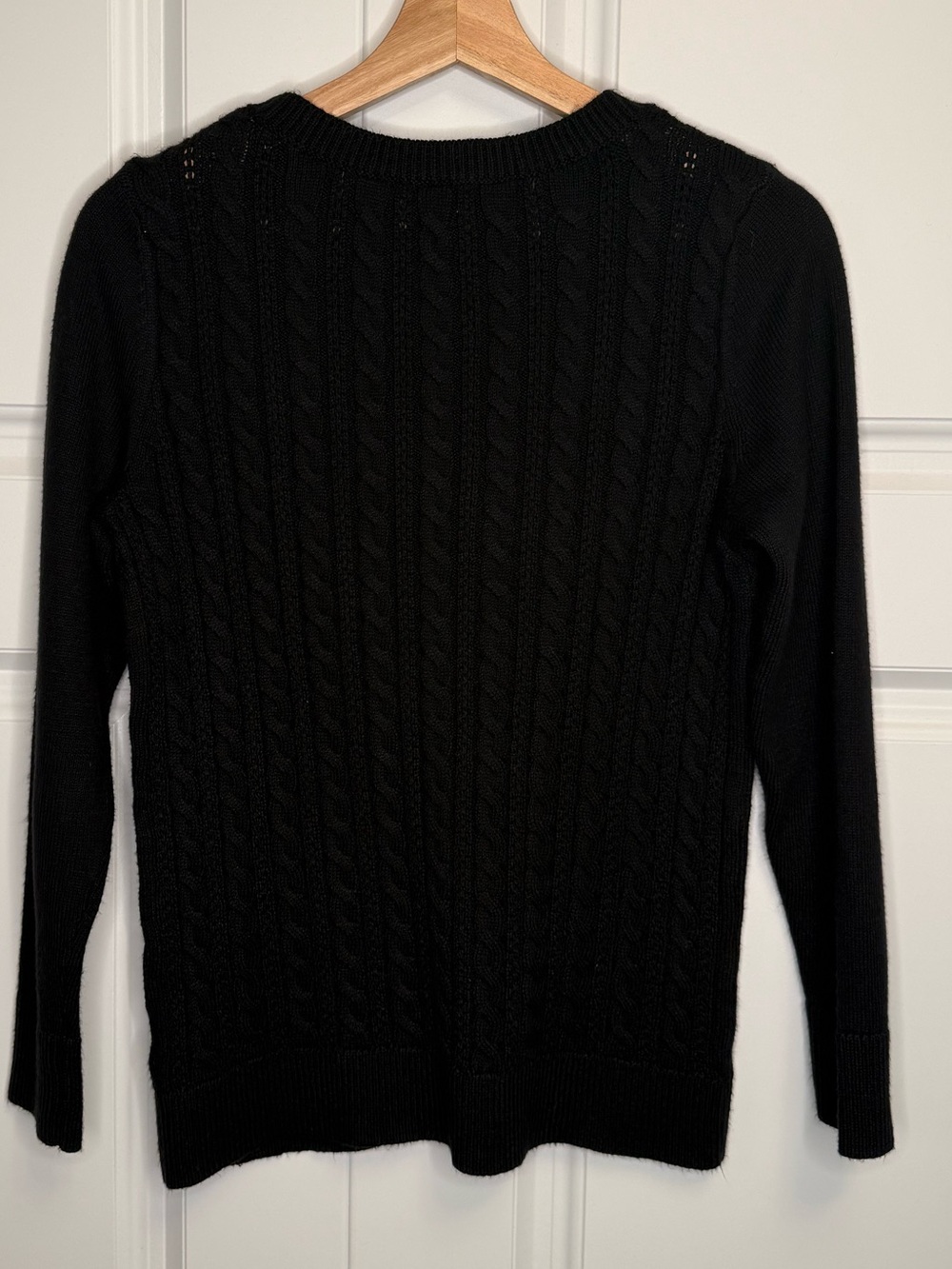 Talbots Petite Black Cable Knit Shoulder Button Sweater SP - Picture 8 of 11
